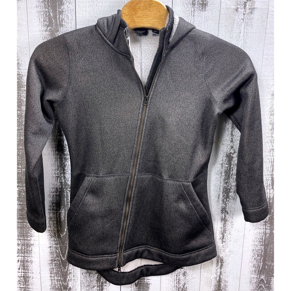 Marmot M47700 Women Medium Gray Fleece Lined Full Zip Hooded Jacket Dropped Hem